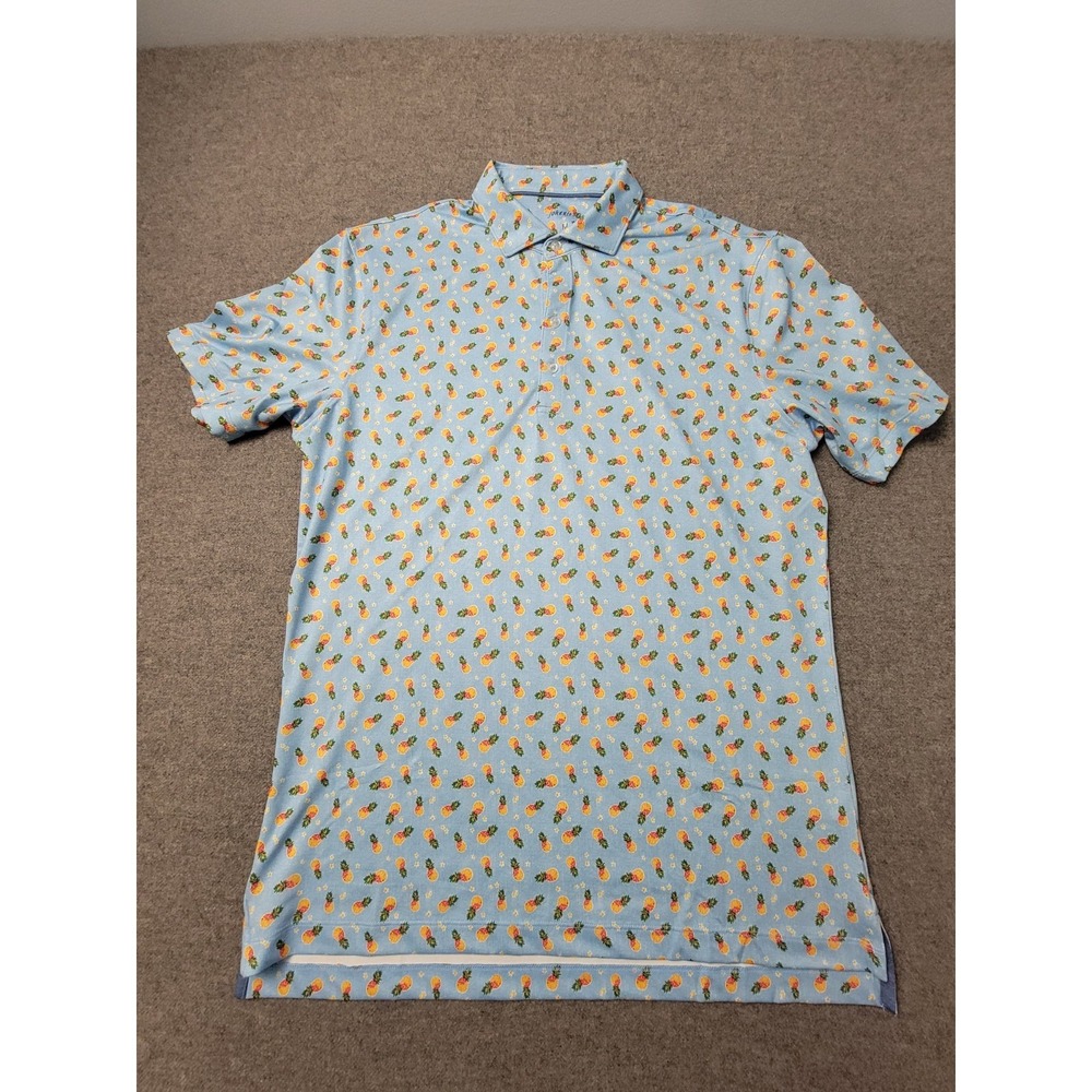Johnnie-O Golf Performance Polo Shirt Mens M Multi Pineapple Crush Print Popover
